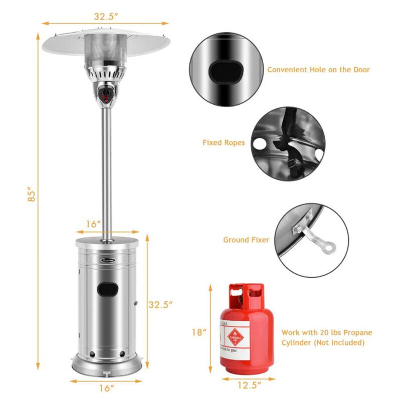 Hivvago 48000 BTU Patio Heater with Simple Ignition System