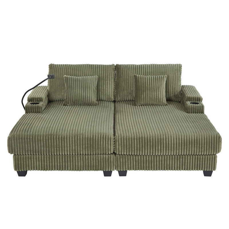 Merax Modern Chaise Sofa 75.5" Chaise Lounge Sofa Loveseat Sofa Sleeper Sofa with Adjustable Backrest