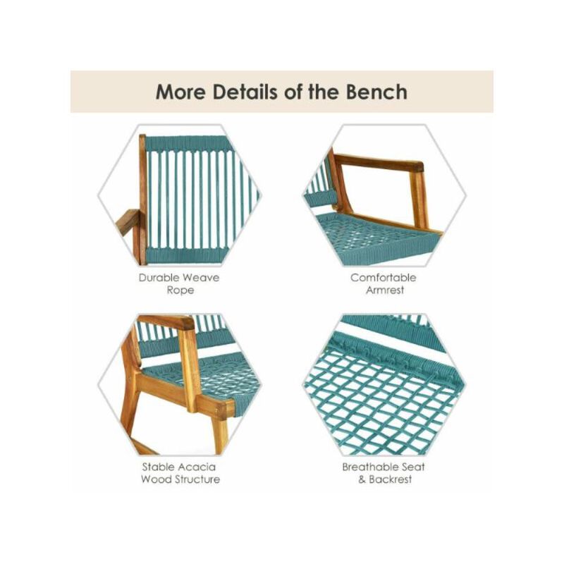 Hivvago 2-Person Acacia Wood Yard Bench for Balcony and Patio