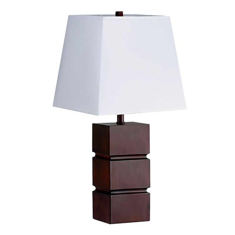 HomeRoots 27" Brown Bedside Table Lamp With White Shade image number 0
