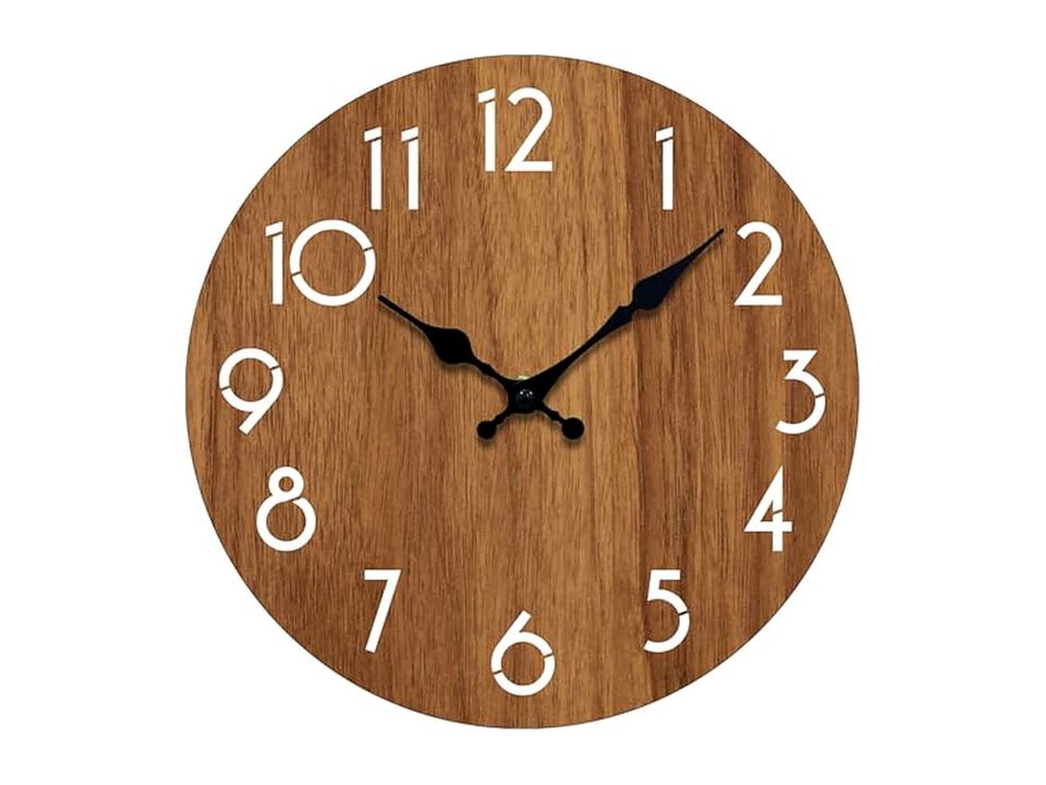 Brown Wall Clock 8 Inch Silent Non Ticking Modern Battery Operated