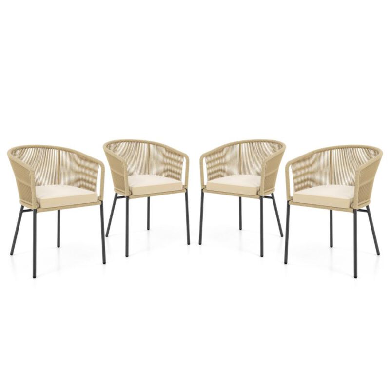 Hivvago Patio Chairs Set of 4 with Curved Backrest and Seat Cushion for Patio