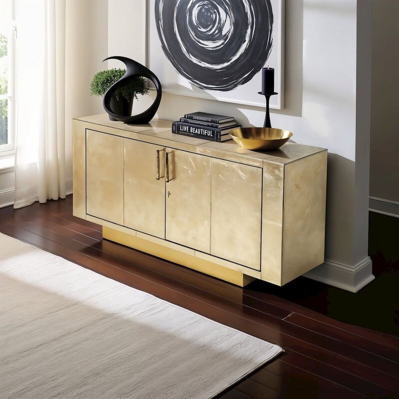 Starlight Canyon Home Gold Buffet Cabinet with Storage – Elegant Sideboard Cabinet for Dining