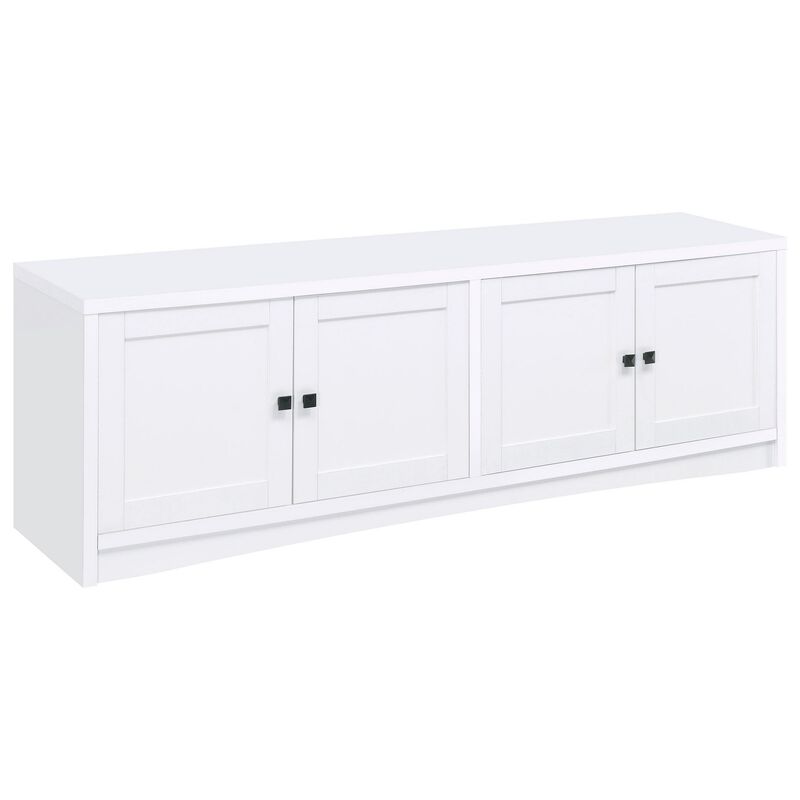 Donna TV Stand Media Cabinet with 4 Doors, White Melamine 78 Inch