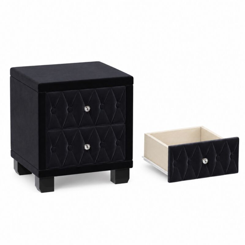 Worsal Button‑Tufted Velvet 2‑Drawer Nightstand image number 7