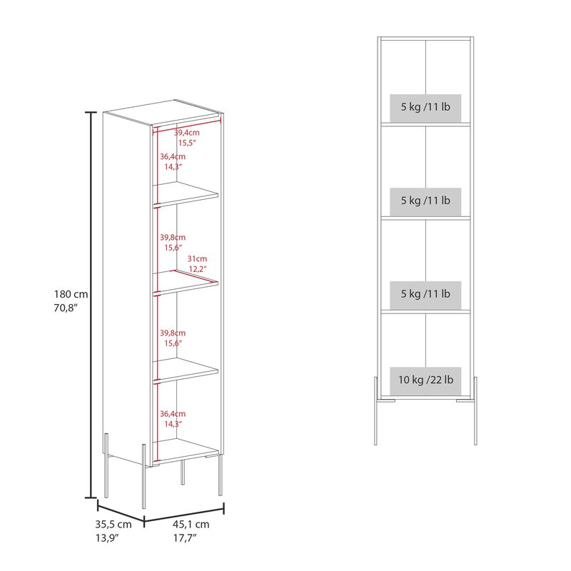 Quinby Linen Cabinet 70.8" H, with 1 Door and 4 Shelves, Matt Gray