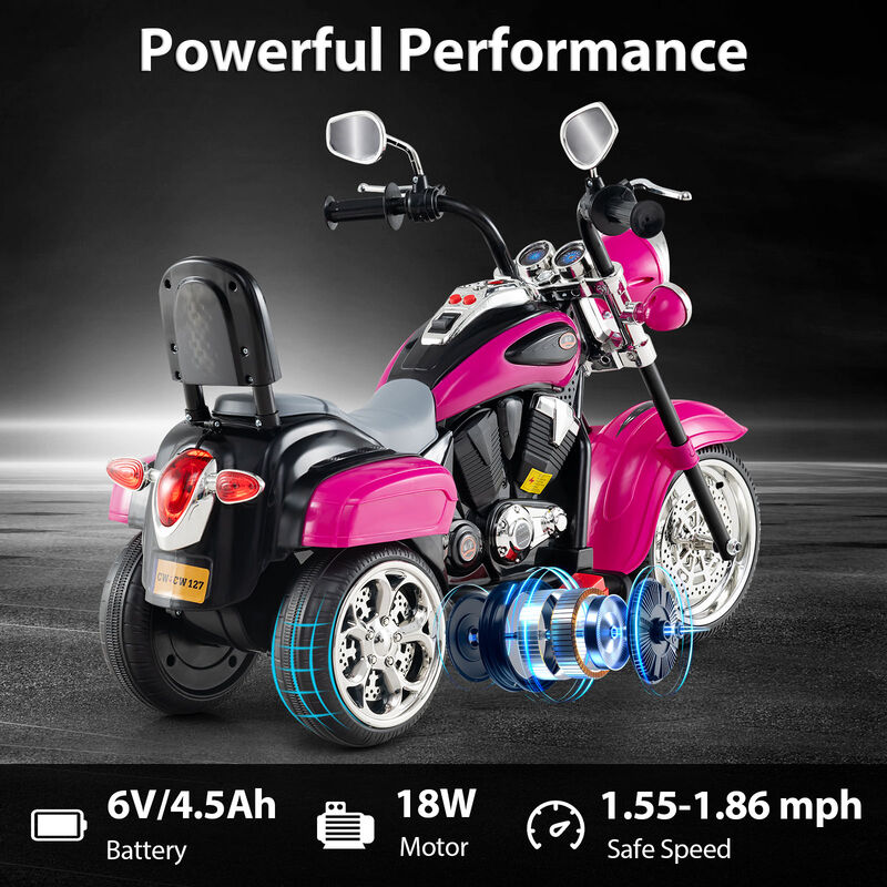 6V Toddler Electric Ride-On Bike with 3 Wheels, Horn and Front Headlight image number 6