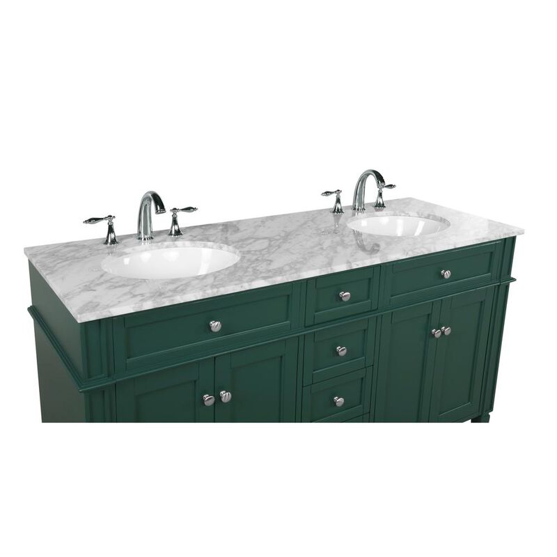 Elegant Kitchen and Bath 60 inch double bathroom vanity in green