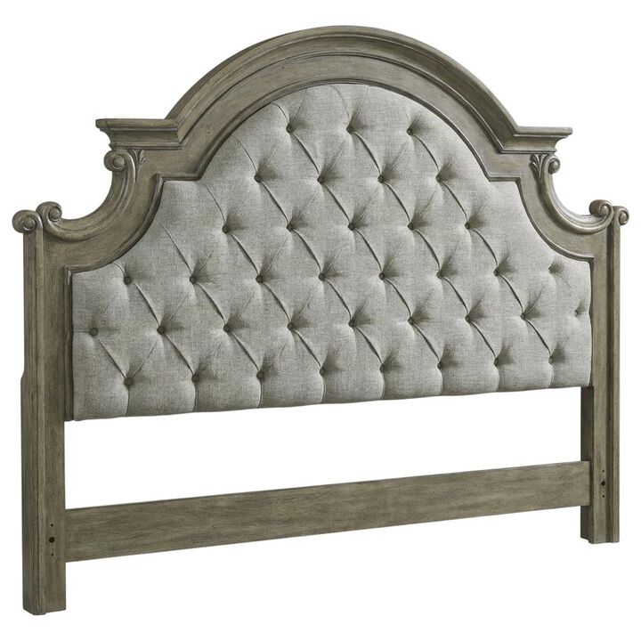 Liberty Furniture Magnolia Manor King Upholstered Panel Headboard - Weathered Bisque