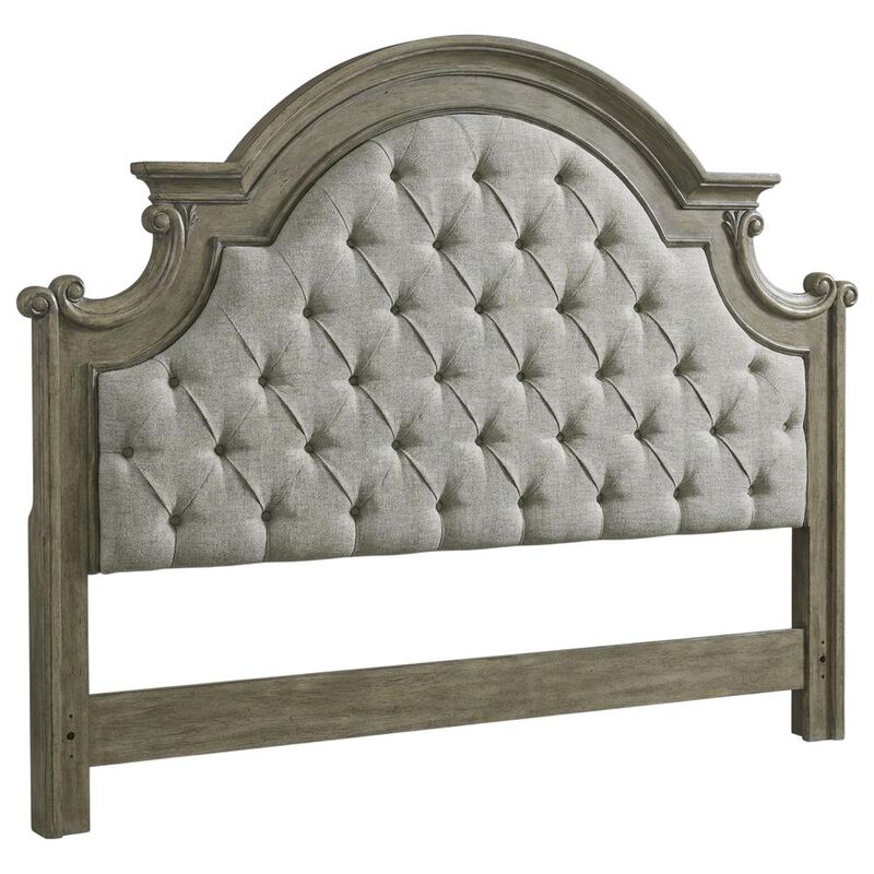 Liberty Furniture Magnolia Manor King Upholstered Panel Headboard - Weathered Bisque image number 0