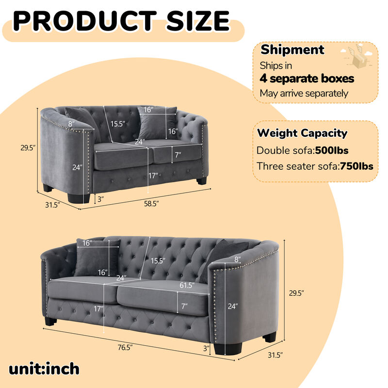 Nudmel Velvet Chelsfield Sofa Set image number 9