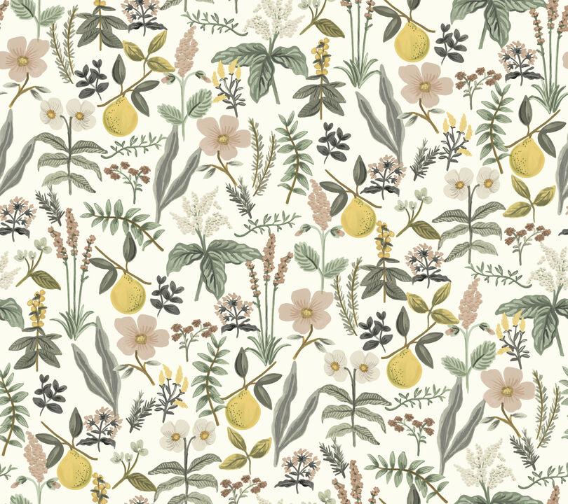 Herb Garden Cream Botanical Premium Peel + Stick Wallpaper