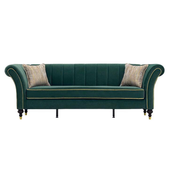 Nixbix Velvet 3‑Seater Chesterfield Sofa