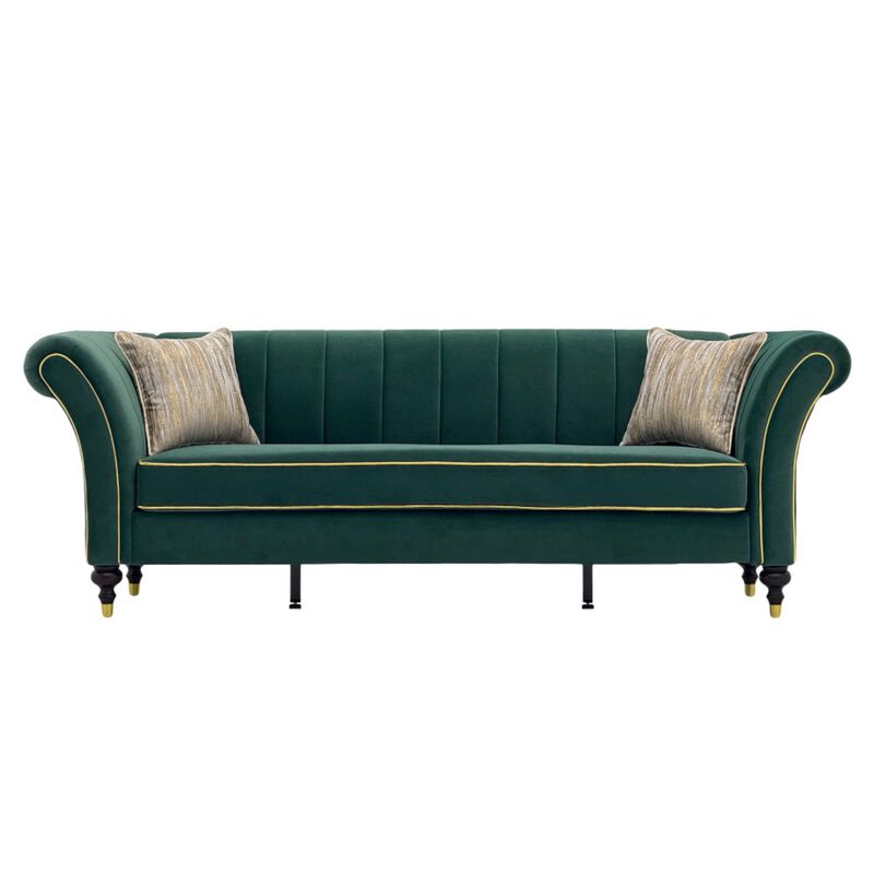 Nixbix Velvet 3‑Seater Chesterfield Sofa image number 0
