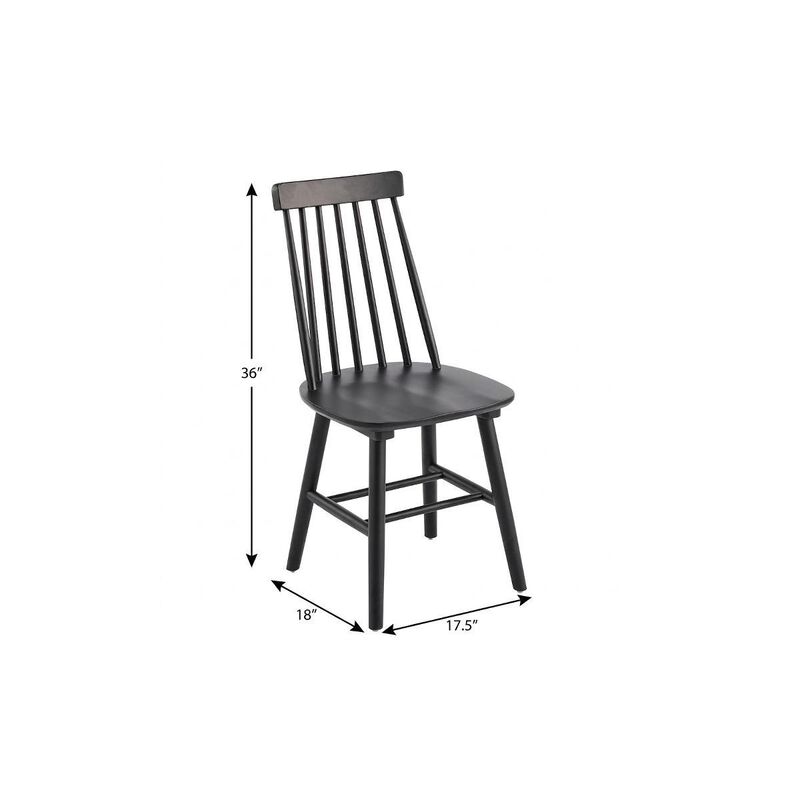 HomeRoots Set of Two Black Solid Wood Windsor Back Dining Side Chairs image number 6