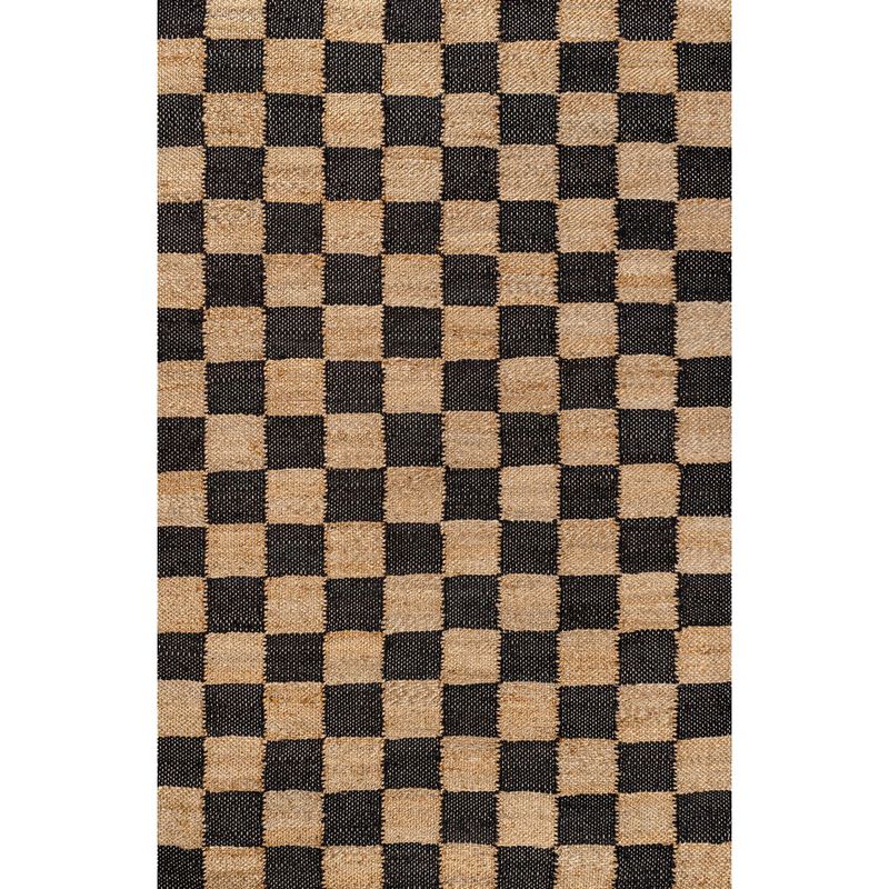 Theo Modern Farmhouse Woven Jute Checkerboard Area Rug