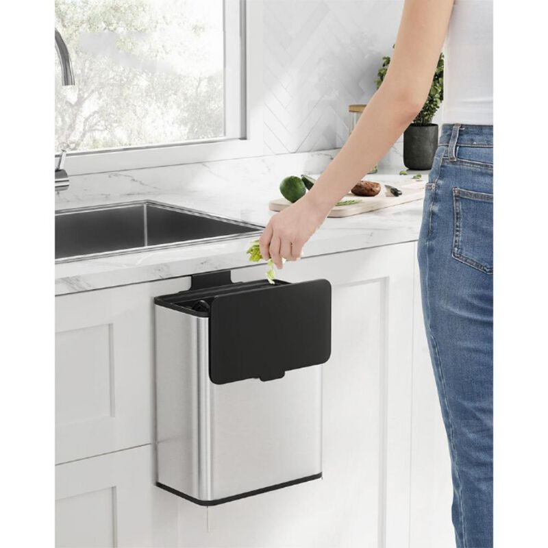 2.1-Gallon Hanging Trash Can with Lid