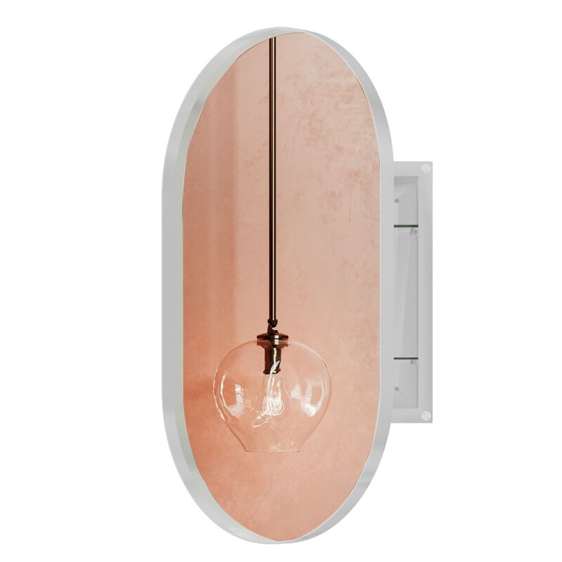 ELEMENT ACE 20x34 Inch Oval Recessed Medicine Cabinet with Mirror and Adjustable Shelves image number 0