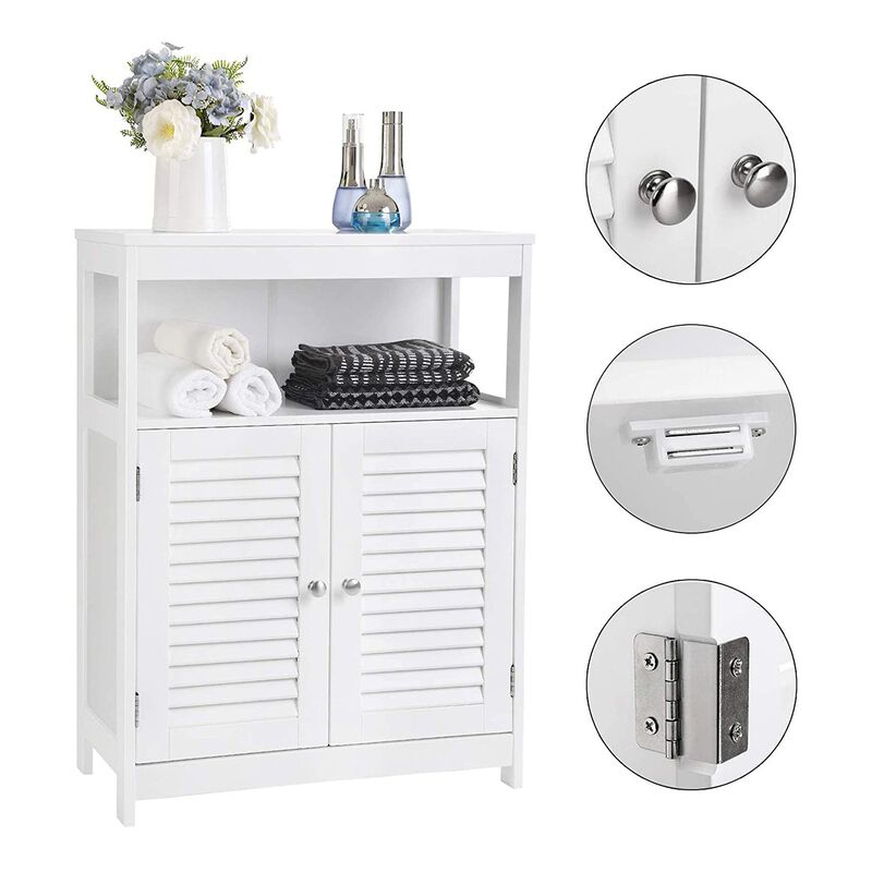 BreeBe White Free Standing Bathroom Cabinet with Shelf