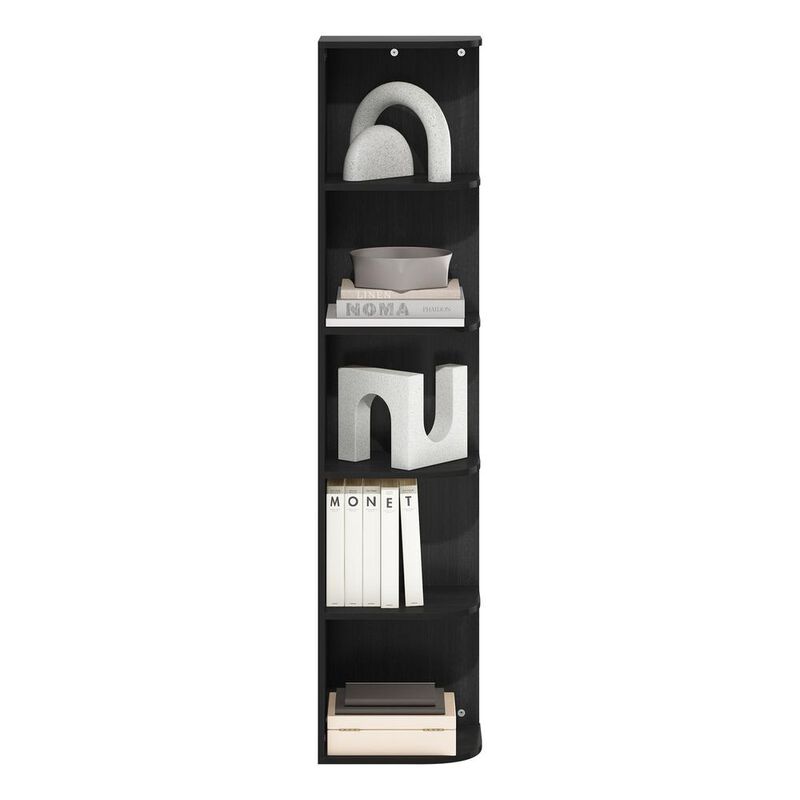 Furinno Pasir 5-Tier Corner Open Shelf Bookcase, Blackwood