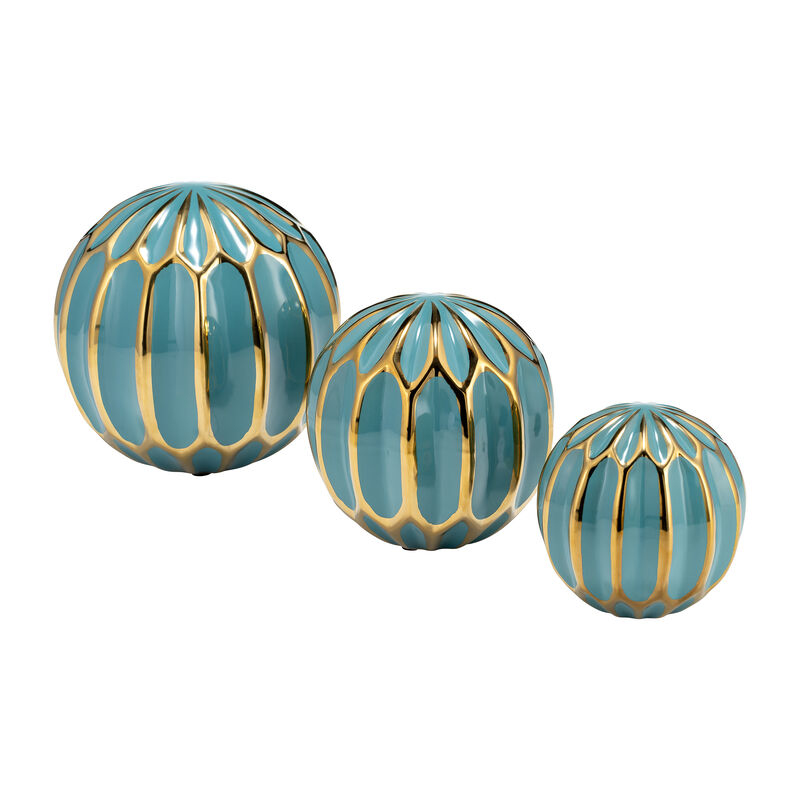 Ceramic S/3 Orbs, Turq/Gold image number 3