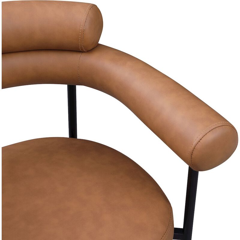 Meridian Furniture Blake Cognac Vegan Leather Dining Chair, Set of 2