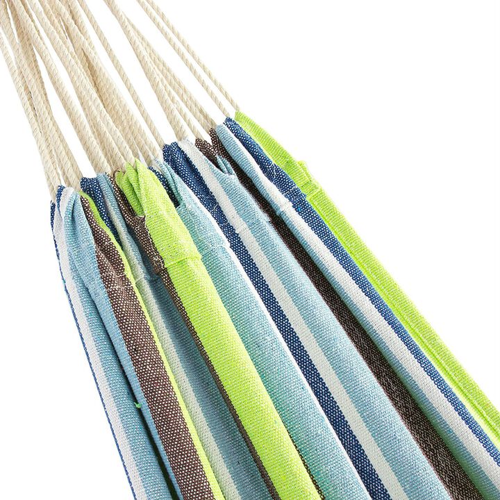 Portable Stripe Cotton Hammock with Metal Stand and Carry Case