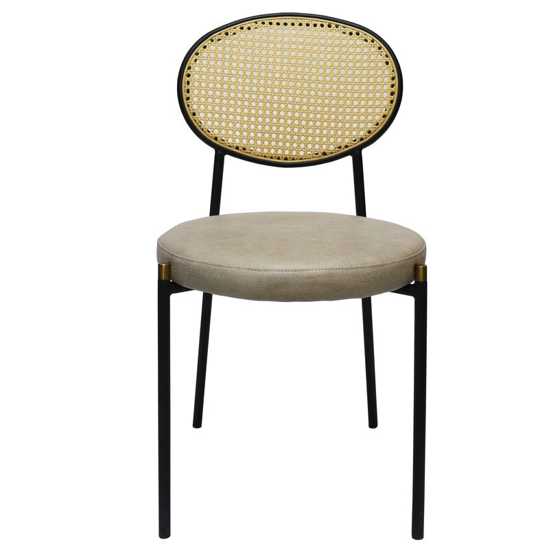 LeisureMod Euston Modern Dining Chair with Wicker Back and Leather Seat, Indoor Kitchen, Dining Room, Home, Contemporary Side Chair Seating