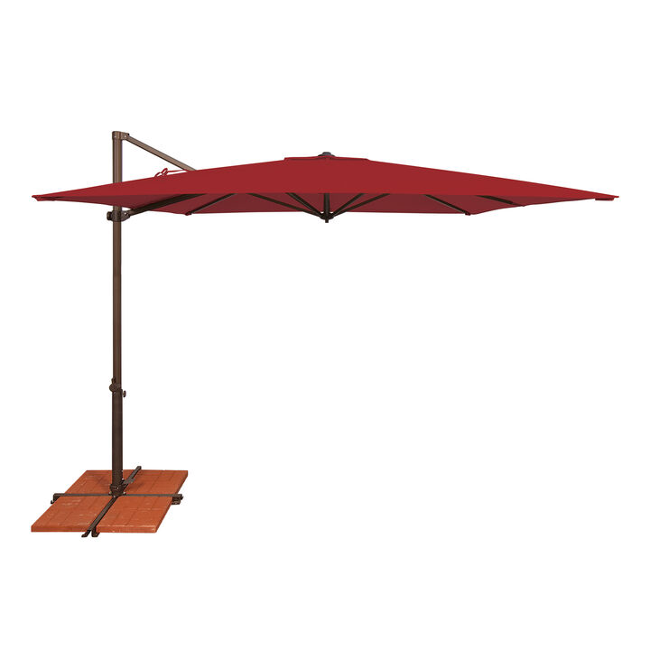 Mondawe 8.6FT Solefin Square Cantilever Umbrella with Cross Bar Stand, Bronze Frame