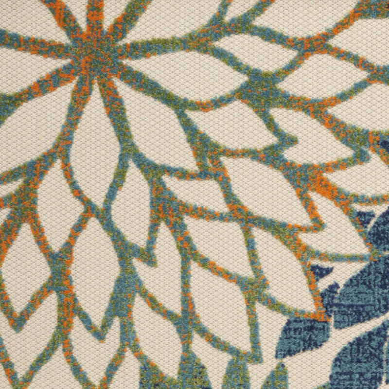 HomeRoots 5' X 8' Blue And Green Floral Indoor Outdoor Area Rug image number 2