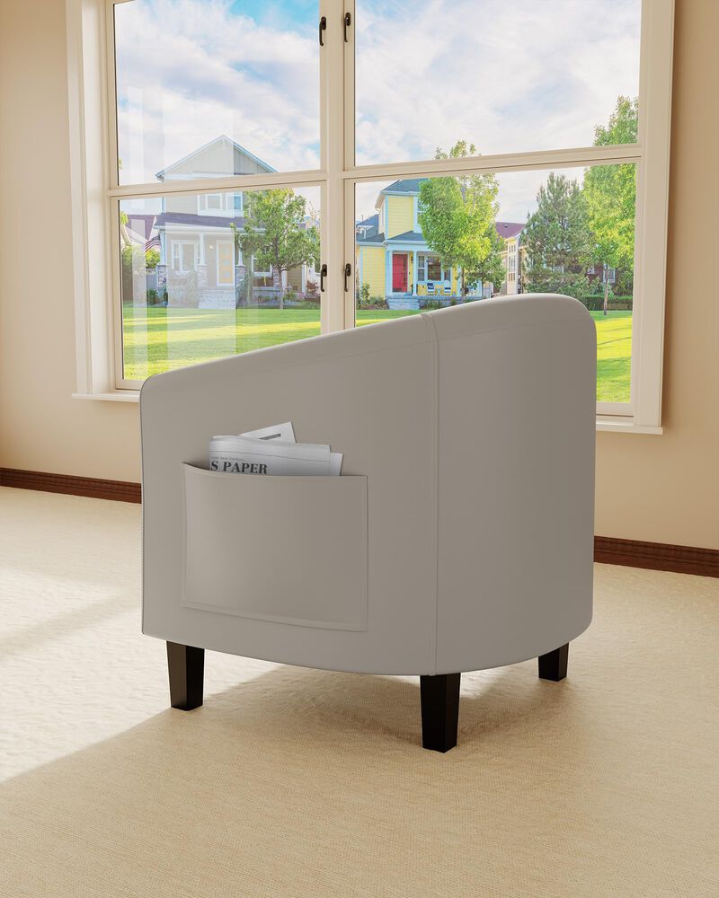 Faux Leather Sofa Accent Chair for Living Room Bedroom Reading Room, Outdoor Relax, Grey image number 5
