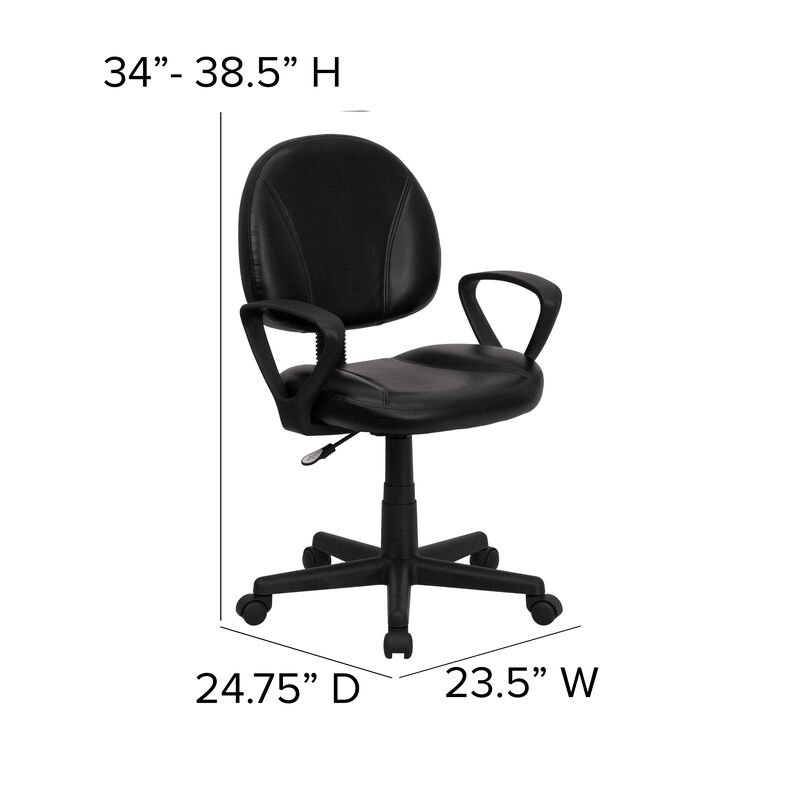 Ronald Mid-Back LeatherSoft Swivel Ergonomic Task Office Chair with Back Depth Adjustment and Arms image number 3