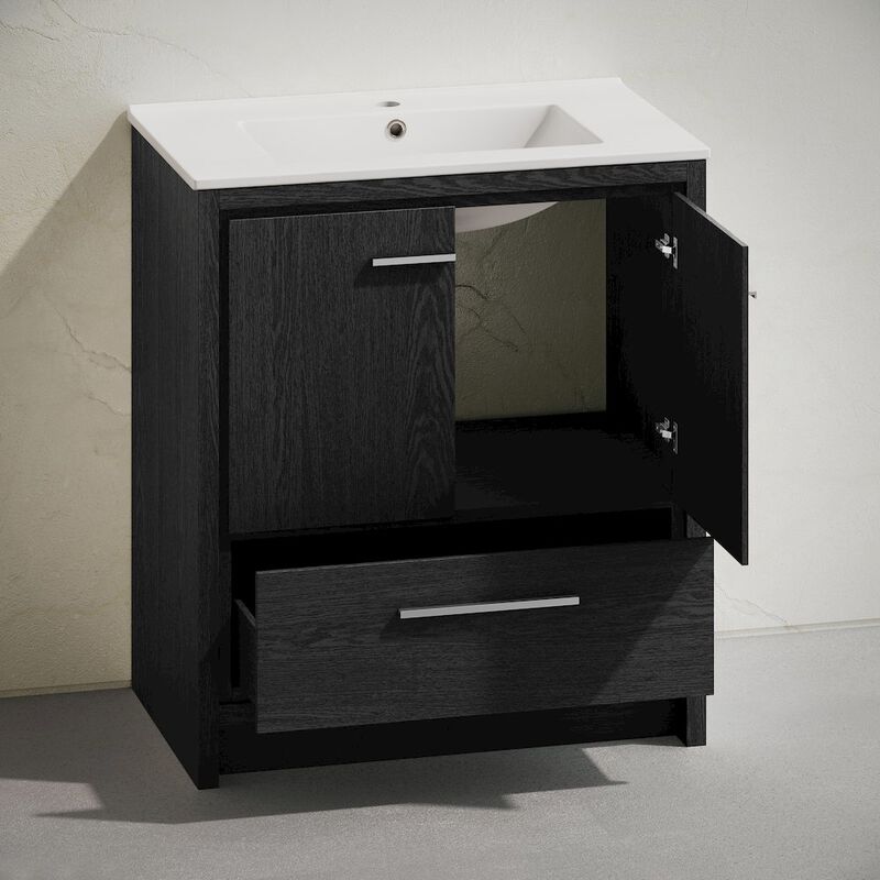 Virage 30" Freestanding Bathroom Vanity in Black Oak with Sink Top image number 7