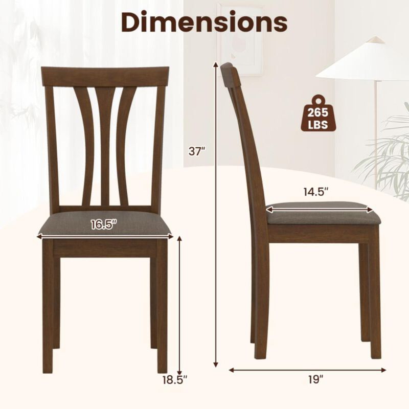 Hivvago Wooden Dining Chairs Set of 2 with Linen Fabric Upholstered and Rubber Wood Frame
