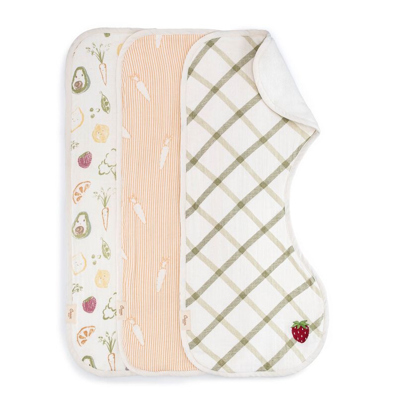 Clementine Fruits & Veggies Cotton Burp Cloth Set image number 0