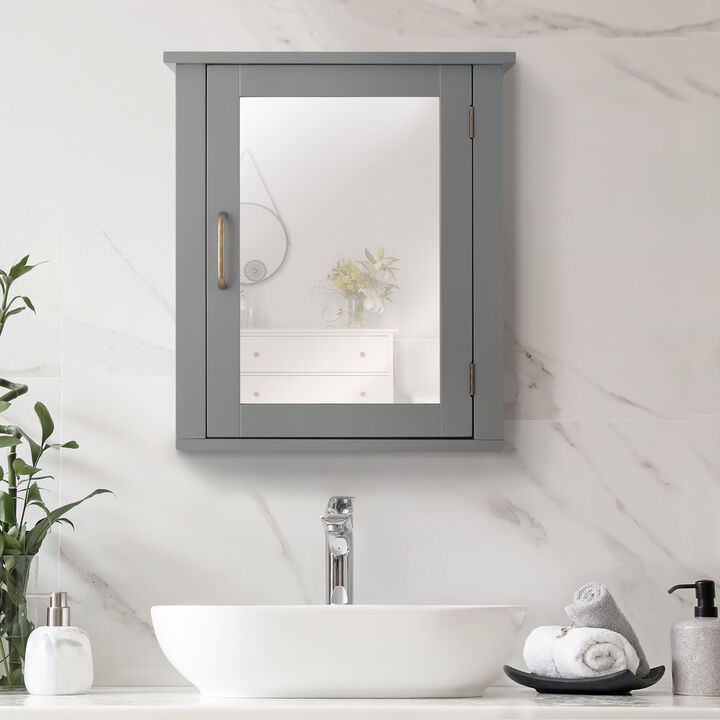Mercer Removable Medicine Cabinet with Mirrored Door, Gray