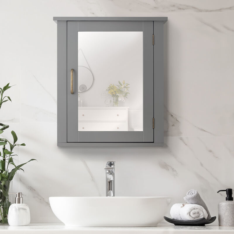 Mercer Removable Medicine Cabinet with Mirrored Door, Gray image number 1