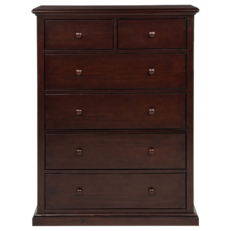 Umer Tall Dresser Chest, 6 Drawers, Round Knobs, Plinth Base, Wood image number 2