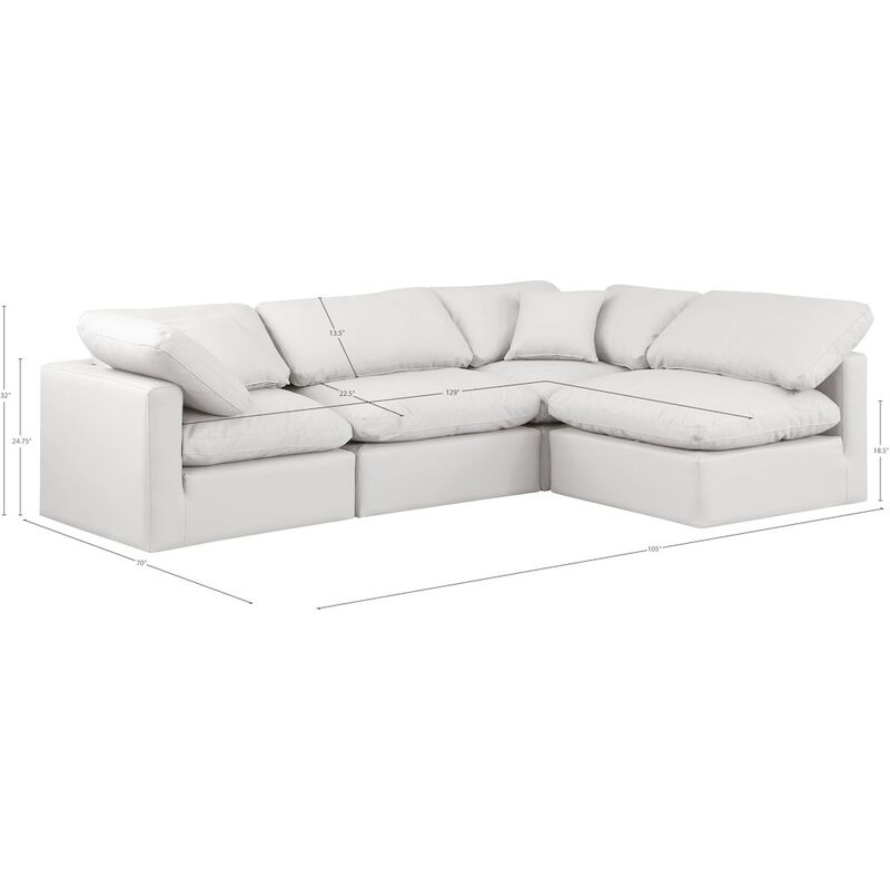 Meridian Furniture Indulge Cream Vegan Leather Modular Sectional