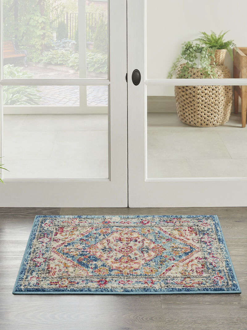 Passion PSN23 Ivory/Light Blue 1'10" x 2'10" Rug image number 5