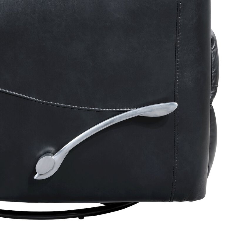 New Classic Furniture Takami Faux Leather Swivel Recliner, Black