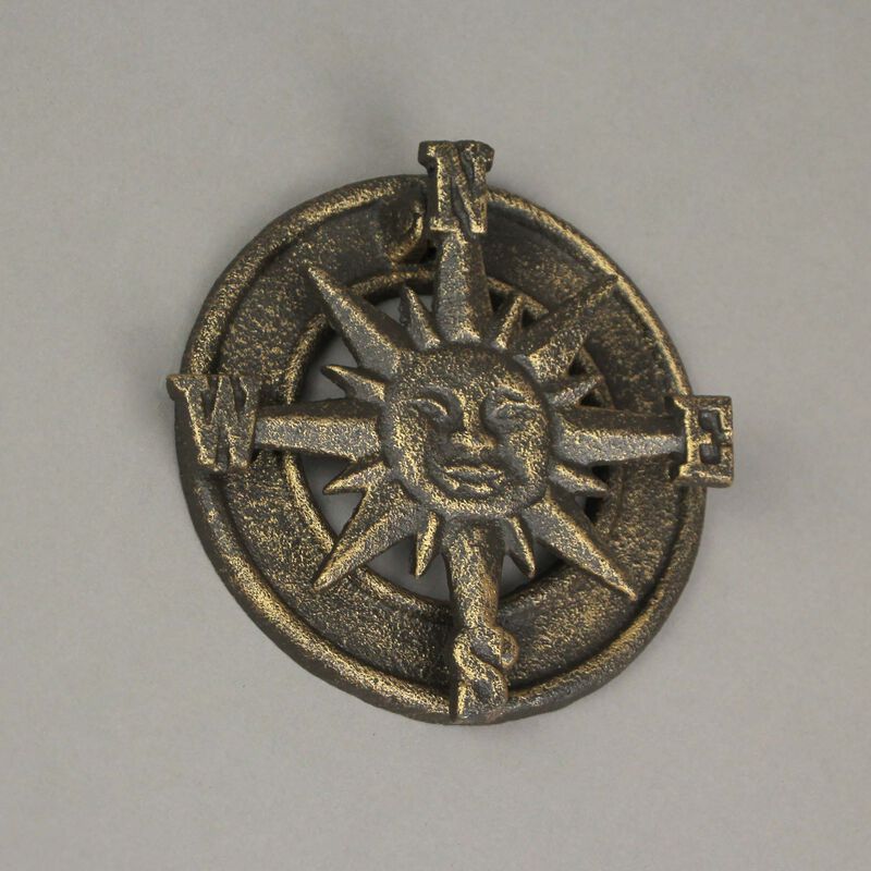 Bronze Cast Iron Decorative Sun Compass Rose Door Knocker Rustic Home Decor image number 3