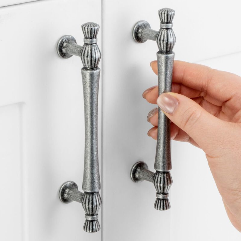 ASKANO Antique Iron Cabinet Pulls, 3-3/4 Inch Hole Centers, French Style Vintage Kitchen Cabinet Handles ZP2408| Pack of 10, Sol