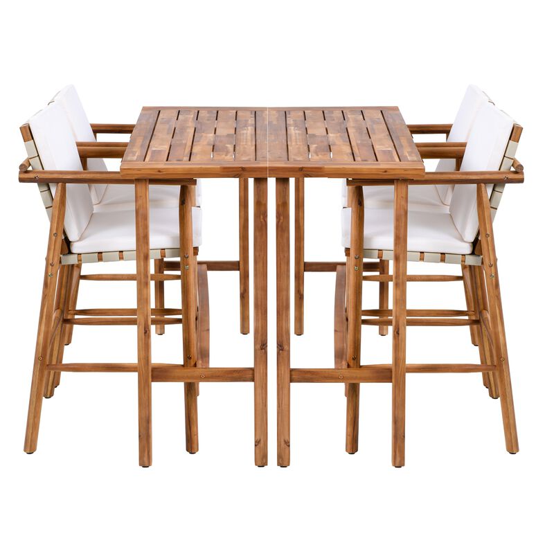 Whisen Outdoor Bar Set with 2 Tables & 4 Stools, Perfect for Patio, Backyard, or Poolside Dining image number 3