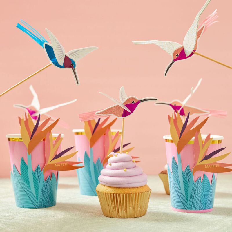 Ma Fete Tropical Paper Cups With Flower Sleeves (8)
