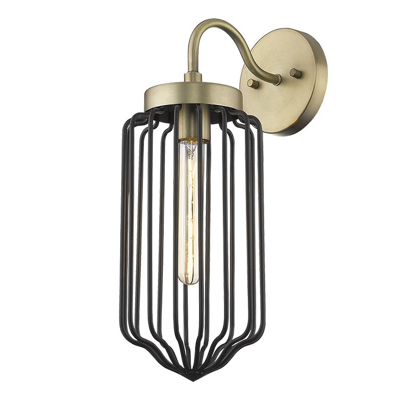 Hivvago Gold and Black Metal Cage Wall Sconce