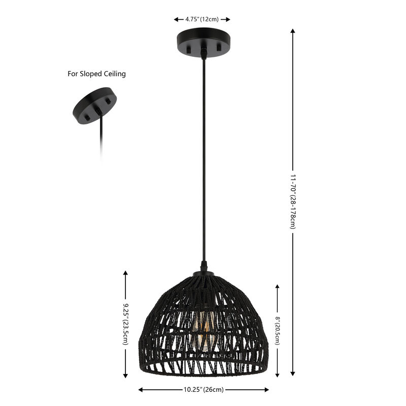 Campana 1-Light Bohemian Modern Woven Rope/Iron LED Pendant