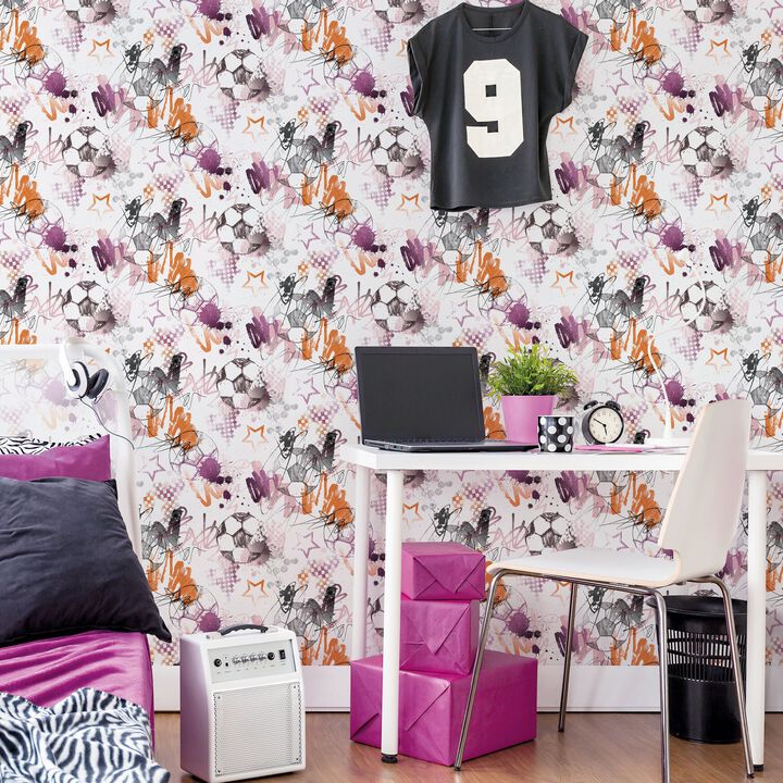 Kids and Teens Graffiti Sports Pink Wallpaper G78567