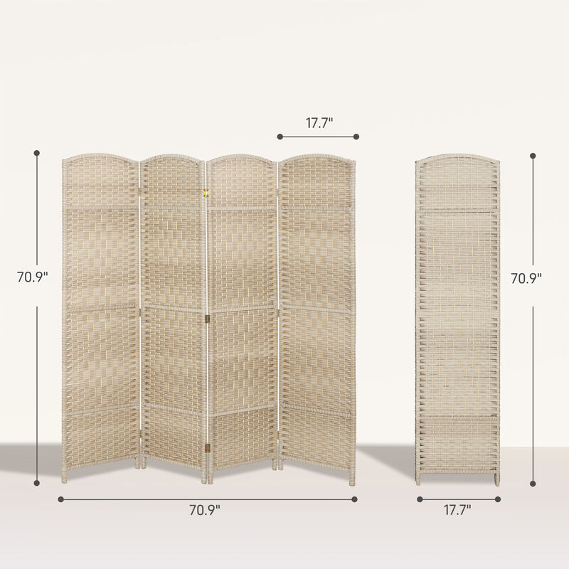 Hivvago 6' Tall Freestanding Wood Privacy Screen with 4 Panels image number 2