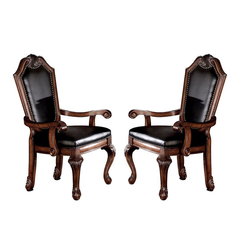Simple Relax Set of 2 Black PU Upholstered Dining Armchairs in Cherry Finish image number 0